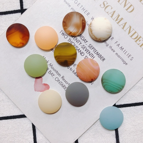 Round Resin Flatback Cabochon Matte Marble Amber Pattern DIY Earrings Jewelry Making Accessories Handicraft Patch