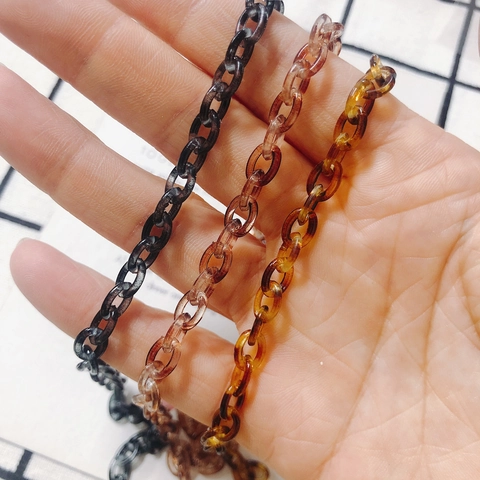 Vintage Amber Tortoise Shell Plastic Link Chain For DIY Jewelry Making Acrylic Resin Chain For Necklace Bracelet Bag Strap Accessory