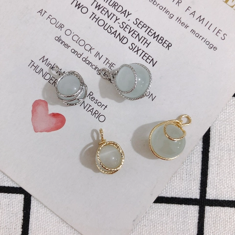 Ciondolo a Sfera in Lega con Pietra Occhio di Gatto Avvolto in Filo Pendenti Tondi in Pietre Preziose per Creazione Gioielli DIY