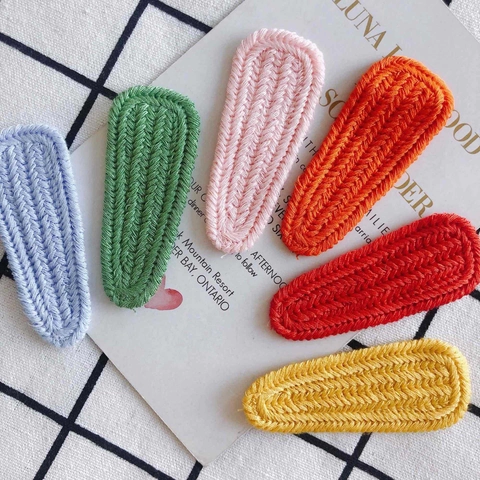 Pinzas para el Cabello de Hilo de Punto Hechas a Mano con Patrón de Espiga para Mujeres Niñas Horquillas de Ganchillo Coloridas