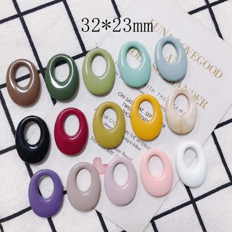 Colorful Oval Resin Acrylic Pendants Smooth Surface DIY Earring Jewelry Making Accessories Multicolor Geometric Charms For Handcraft