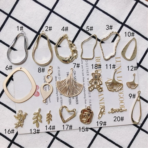 DIY Alloy Electroplated Pendant Charms For Jewelry Making Bear Leaf Heart Angel Love Letter Geometric Mixed Style Accessories