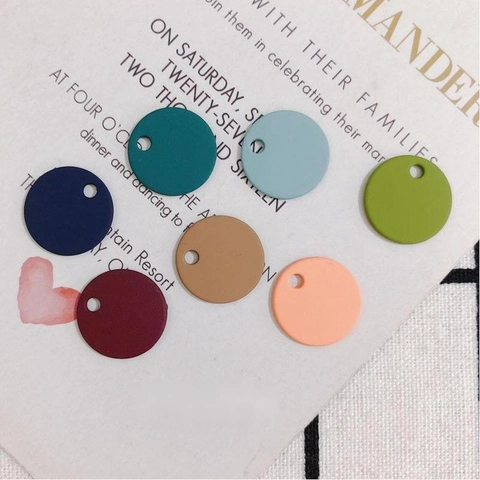 Matte Alloy Geometric Round Pendants Vintage Spray Painted Colorful Circle Charms For DIY Earring Jewelry Making Accessories