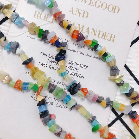 Multicolor Glass Chip Beads Irregular Polished Stone Strands Rainbow Color Glass Beads For DIY Jewelry Necklace Bracelet Making Crafts