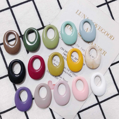 Colorful Oval Resin Acrylic Pendants Smooth Surface DIY Earring Jewelry Making Accessories Multicolor Geometric Charms For Handcraft