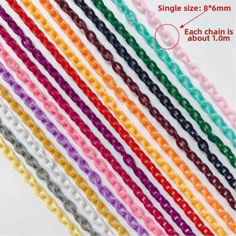Simple Colorful DIY Plastic Chain Links Acrylic Oval Link Chain Accessories For Bag Strap Eyeglasses Jewelry Making Gift