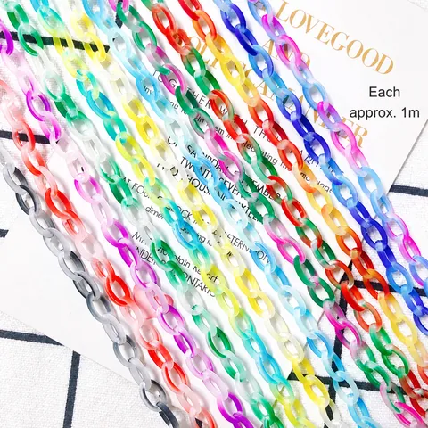 Frosted Acrylic Resin Gradient Chain Links For DIY Jewelry Making Necklaces Bracelets Bag Straps Phone Lanyard Accessory