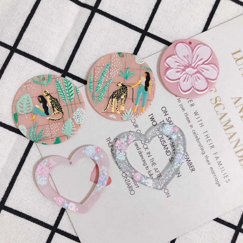 Acryl DIY Rund Porträt Leopard Herz Blume Anhänger Für Schmuckherstellung Vintage Künstlerisch Handgefertigte Charms Zubehör