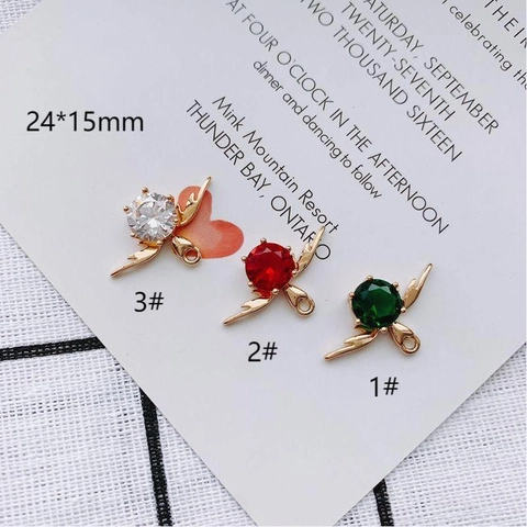 Luxus Legierung Runde Edelstein Flügel Anhänger Für DIY Schmuckherstellung Vergoldet Metall Handwerk Charme Zubehör Für Damen