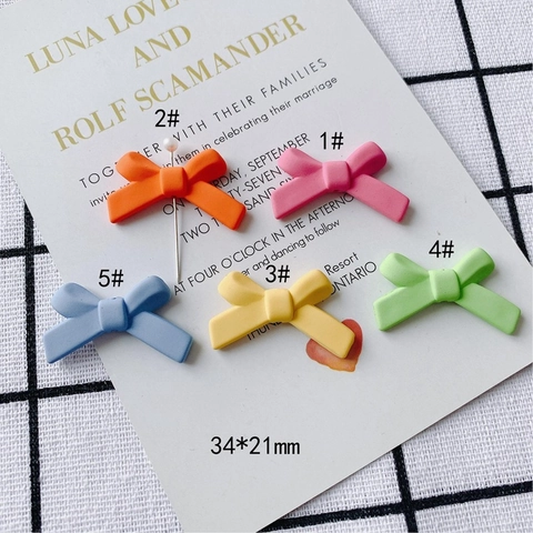 Frosted Spray Painted Bowknot DIY Jewelry Accessories Matte Plastic Resin Bow Charms For Earrings Hair Clip Decoration Craft Making