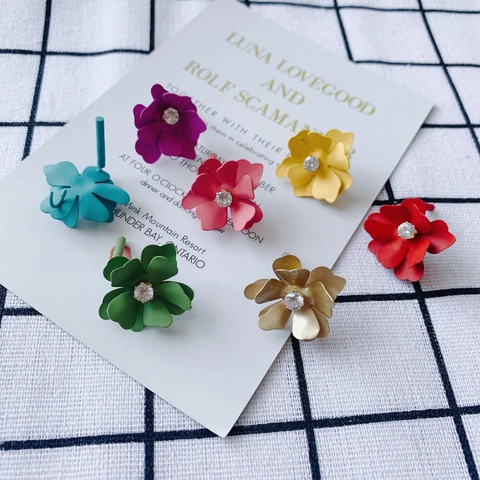 Mat Geverfde Legering Bloem Hanger Met Strass DIY Sieraden Accessoires Florale Charm Voor Oorbellen Ketting Maken Vrouwen