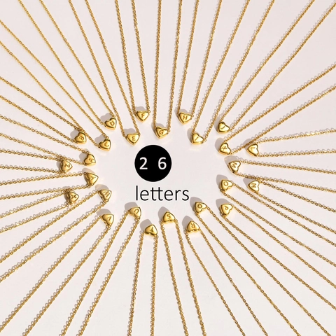 Französisch Retro Herz Initial Halskette Edelstahl Vergoldet Alphabet Anhänger Romantische Kette Für Damen Mädchen Schmuck Geschenk