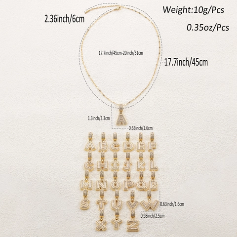 Vergoldete Kupfer Buchstaben Halskette Für Damen Minimalistisch Eingelegter Zirkon 26 Alphabet Anhänger Mode Schmuck Geschenk