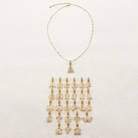 Vergoldete Kupfer Buchstaben Halskette Für Damen Minimalistisch Eingelegter Zirkon 26 Alphabet Anhänger Mode Schmuck Geschenk
