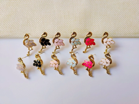 DIY Flamingo Enamel Alloy Pendants Animal Charms For Earrings Necklaces Jewelry Making Accessories Women Girls Gift Accessories