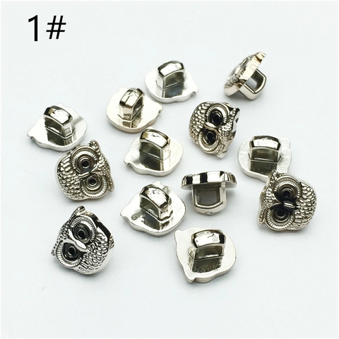 Botoni a Gambo in Resina a Forma di Gufo Argento Vintage Animali Decorativi per Cucito Abbigliamento Accessori Artigianali Fai da Te