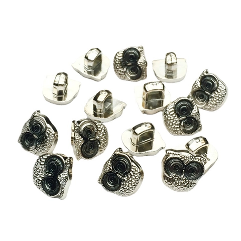 Botoni a Gambo in Resina a Forma di Gufo Argento Vintage Animali Decorativi per Cucito Abbigliamento Accessori Artigianali Fai da Te