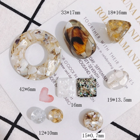Handgemaakte Hars Sieraden Accessoires Schelp Ingelegde Charms Voor Oorbellen Ketting Maken Retro Geometrische DIY Hanger Craft Vrouwen