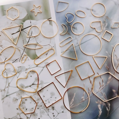Minimalist Alloy Geometric Pendants Hollow Heart Star Triangle Moon Frame Findings For Jewelry Making Silver Tone