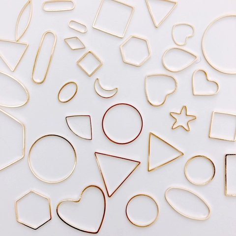 DIY Alloy Electroplated Geometric Pendants For Jewelry Making Gold Color Hollow Circle Triangle Heart Star Charms For Earring Necklace Craft