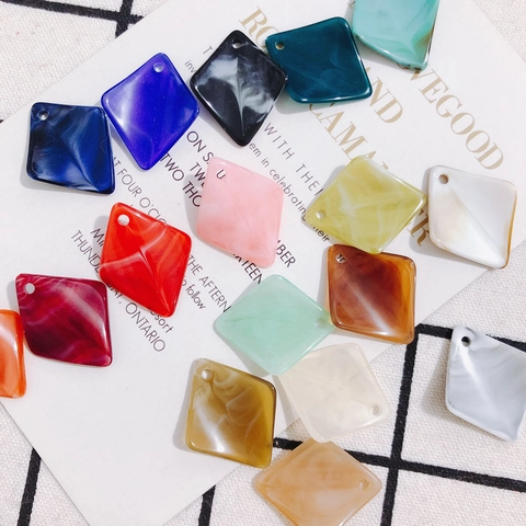 Vintage Rhombus Resin Marble Pattern DIY Jewelry Findings Acrylic Charms Pendants For Earring Necklace Making Accessory