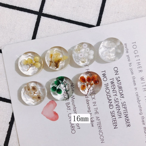 DIY Jewelry Making Accessories Round Faceted Resin Acrylic Dried Flower Botanical Beads For Earrings Handmade Craft Bead