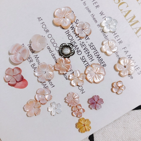 Cuentas de Flores de Concha de Nácar Natural Colgantes Florales Tallados para Pendientes de Bricolage Broche Horquilla Accesorios de Joyería Artesanía