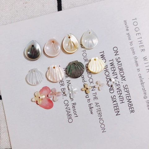 Natural Iridescent Shell Pendants Flower Leaf Scallop Shape DIY Jewelry Making Accessories Handmade Charms For Earring Brooch