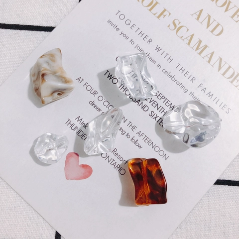 Irregular Resin DIY Beads Transparent Marble Amber Style Beads For Jewelry Making Handmade Earring Necklace Craft Findings