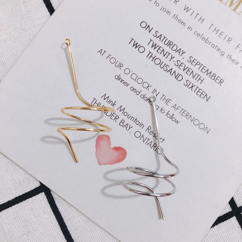 DIY Jewelry Making Findings Alloy Spiral Conch Shape Long Pendant Gold Silver Plated Smooth Metal Earring Component Women Handicraft Accessory