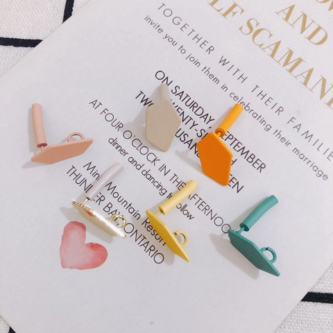 DIY Geometric Pentagon Earring Studs Alloy Painted Matte Earring Findings Components For Jewelry Making Earring Post With Loop