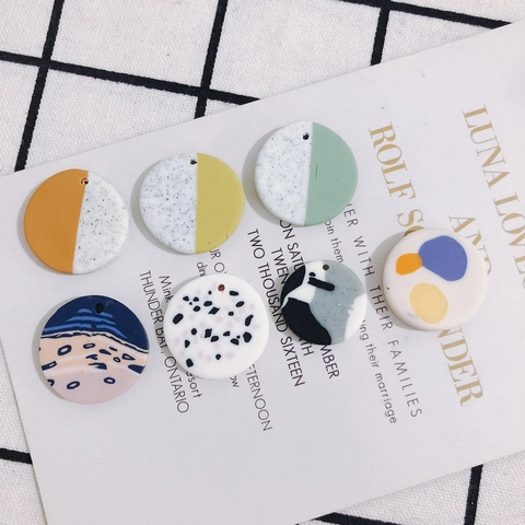 Runde Polymer Clay Ohrring Anhänger Bunte Abstrakte Künstlerische Patch Für Handgemachte DIY Schmuckherstellung Ohrring Materialien