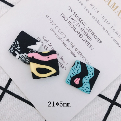 Abstrakte Kunst Polymer Ton Quadrat Anhänger DIY Schmuck Zubehör Für Ohrringe Halskette Machen Farbblock Patch Handwerk