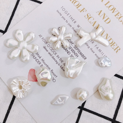 Iridescent Artificial Pearl Beads Bowknot Flower Baroque Mixed Shapes Resin Cabochons For DIY Jewelry Making Hair Accessories Handcraft Decoration