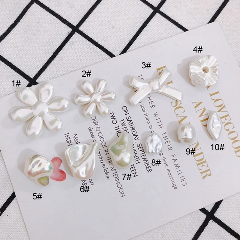 Iridescent Artificial Pearl Beads Bowknot Flower Baroque Mixed Shapes Resin Cabochons For DIY Jewelry Making Hair Accessories Handcraft Decoration