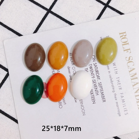 Patch Ovale en Résine de Couleur Unie Cabochon à Dos Plat Pour Bricolage Coque de Téléphone Boucles d'Oreilles Bijoux Accessoires