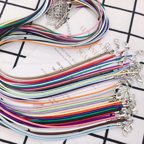 Cordón de Collar Ajustable de Cuero Sintético Con Cierre de Langosta de Aleación y Cadena de Extensión Para DIY Joyería Cuerda Trenzada