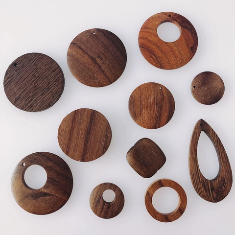 Natural Wood Geometric Earring Findings Walnut Color Wooden Pendant Charms For DIY Jewelry Making Handmade Earring Accessories
