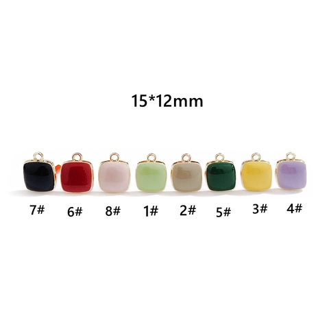 DIY Alloy Enamel Square Earring Stud Accessories With Silver Earring Post Colorful Drip Oil Jewelry Making Findings