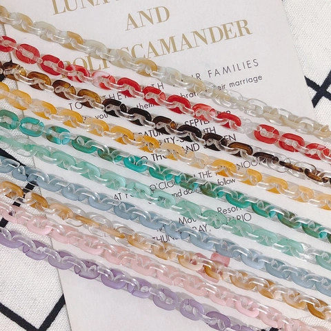DIY Jewelry Findings Acetate Resin Colorful Hollow Link Chain For Eyeglasses Mask Earrings Bracelet Handmade Accessories