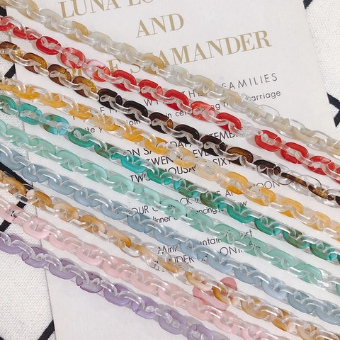 DIY Jewelry Findings Acetate Resin Colorful Hollow Link Chain For Eyeglasses Mask Earrings Bracelet Handmade Accessories
