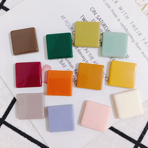 Quadratische Acryl Cabochons Flache Rückseite Mehrfarbige Dekoration Für DIY Handyhülle Ohrringe Haarschmuck Basteln