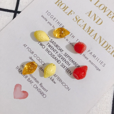 DIY Simulation Fruit Resin Charms For Jewelry Making Cute Red Strawberry Yellow Lemon Pendants For Earrings Bracelet Necklace Materials Accessories