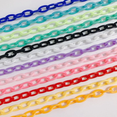 DIY Colorful Plastic Link Chain Accessory For Mask Eyeglass Jewelry Making Resin Oval Open Ring Chain Strap Women Fashion Craft