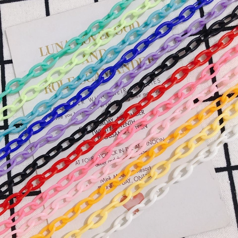 DIY Colorful Plastic Link Chain Accessory For Mask Eyeglass Jewelry Making Resin Oval Open Ring Chain Strap Women Fashion Craft