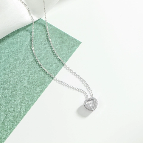 Elegant Heart Pendant Necklace For Women 316 Stainless Steel Pave Rhinestone Charm Thin Link Chain Adjustable Fashion Jewelry Silver