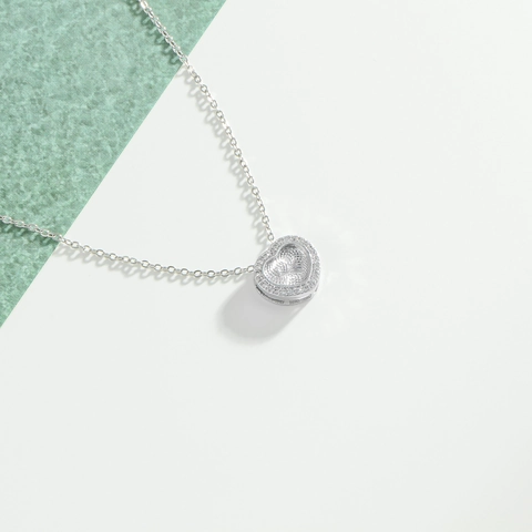 Elegant Heart Pendant Necklace For Women 316 Stainless Steel Pave Rhinestone Charm Thin Link Chain Adjustable Fashion Jewelry Silver