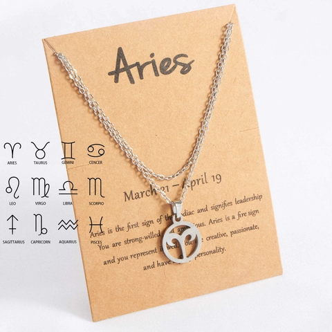 Edelstahl Sternzeichen Halskette Damen Silber Farbe Rund Hohl Sternbild Anhänger Halskette Geburtstag Geschenk Schmuck