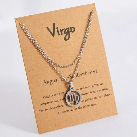 Edelstahl Sternzeichen Halskette Damen Silber Farbe Rund Hohl Sternbild Anhänger Halskette Geburtstag Geschenk Schmuck