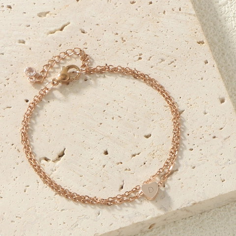 Roségold Edelstahl Doppellagige Herz Initialen Fußkettchen Für Damen Personalisiert Alphabet Herz Anhänger Schmuck Für Strand Täglich